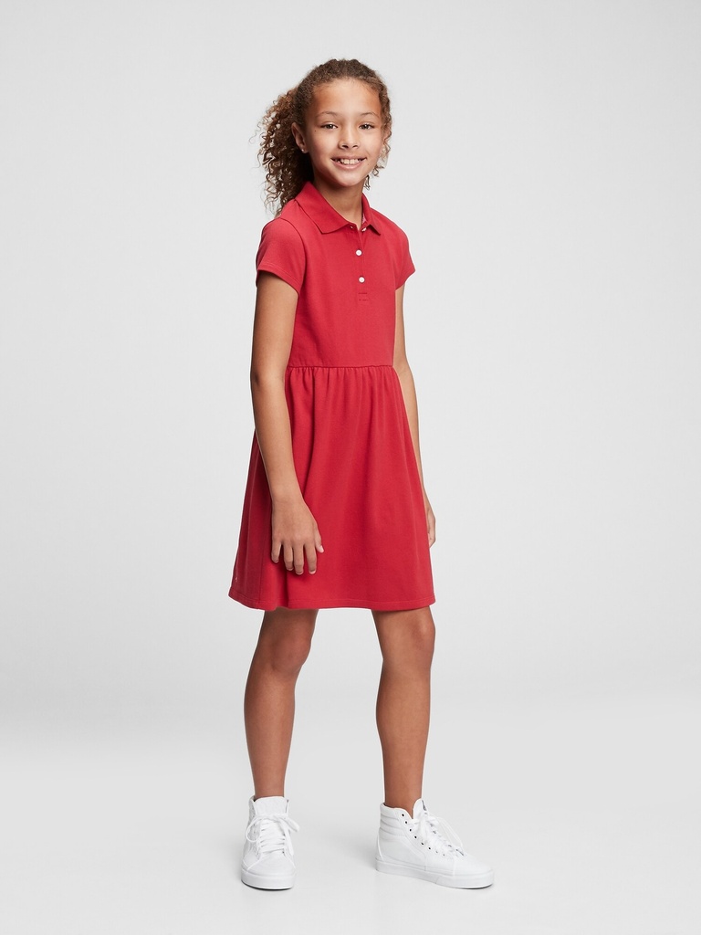 Kids Organic Cotton Uniform Polo Shirt Dress