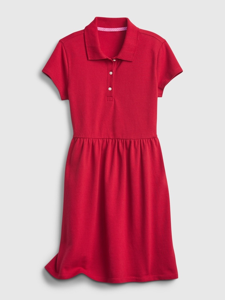Kids Organic Cotton Uniform Polo Shirt Dress