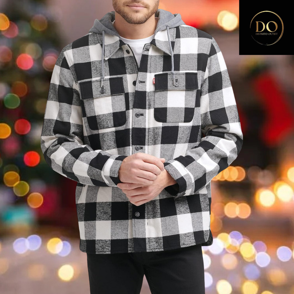 chamarra levis caudros C Negro-Gris T S