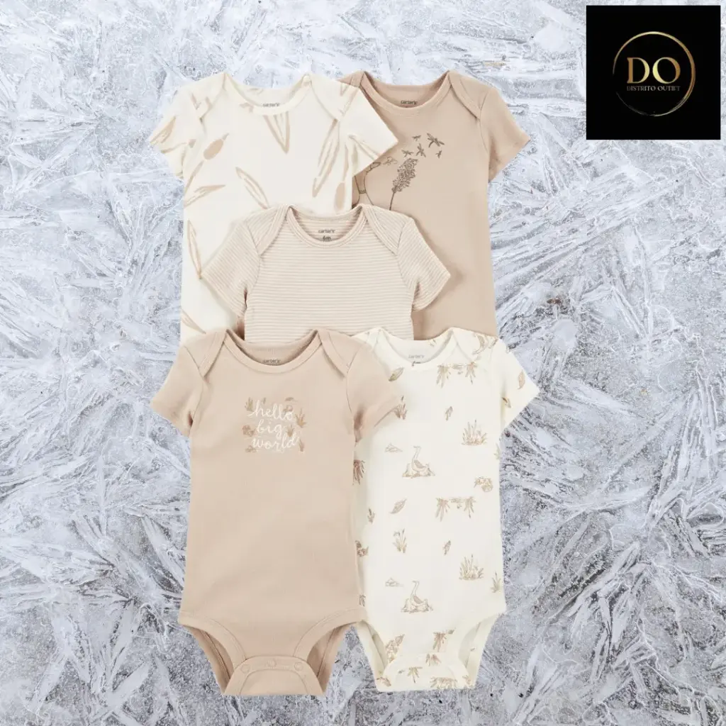 [4036] Pañalero  manga Corta 5 pza.Carter´s C Crema T 9 meses