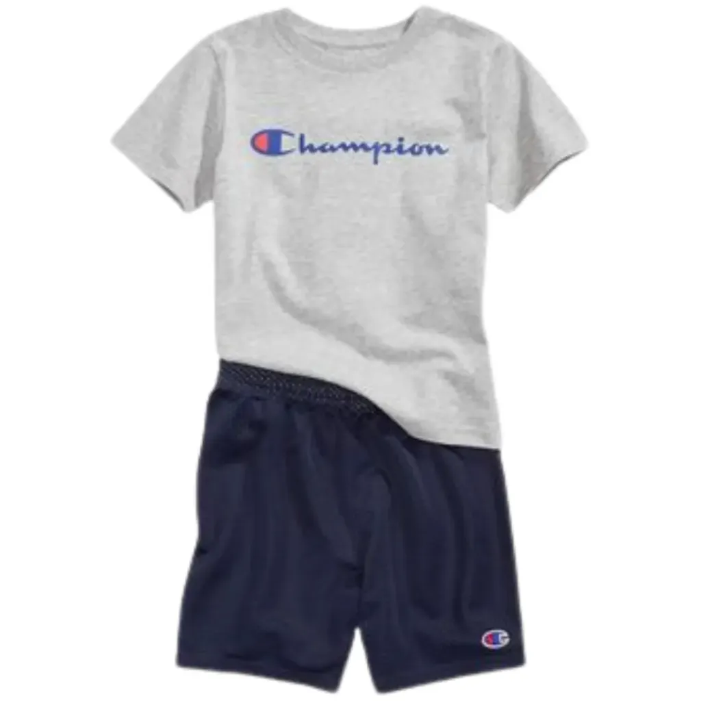 Conjunto De Playera Y Short Champion C Gris-Azul T 2