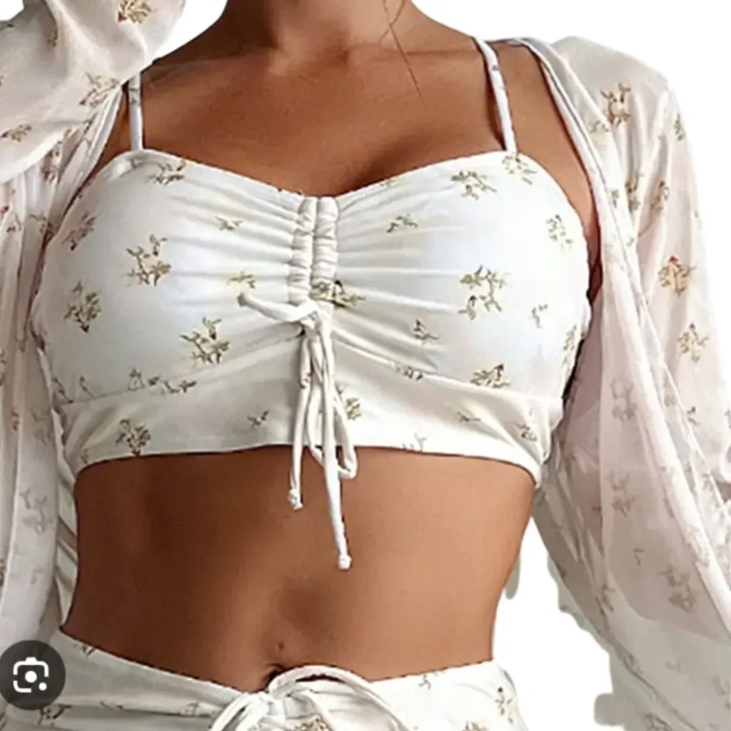 Crot Top American Eagle C Blanco floral T XL