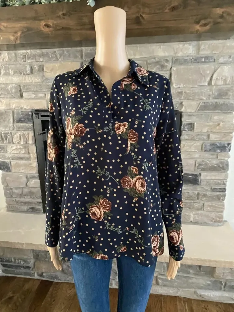 [3199] Blusa  PLEIONE C Azul marino T M