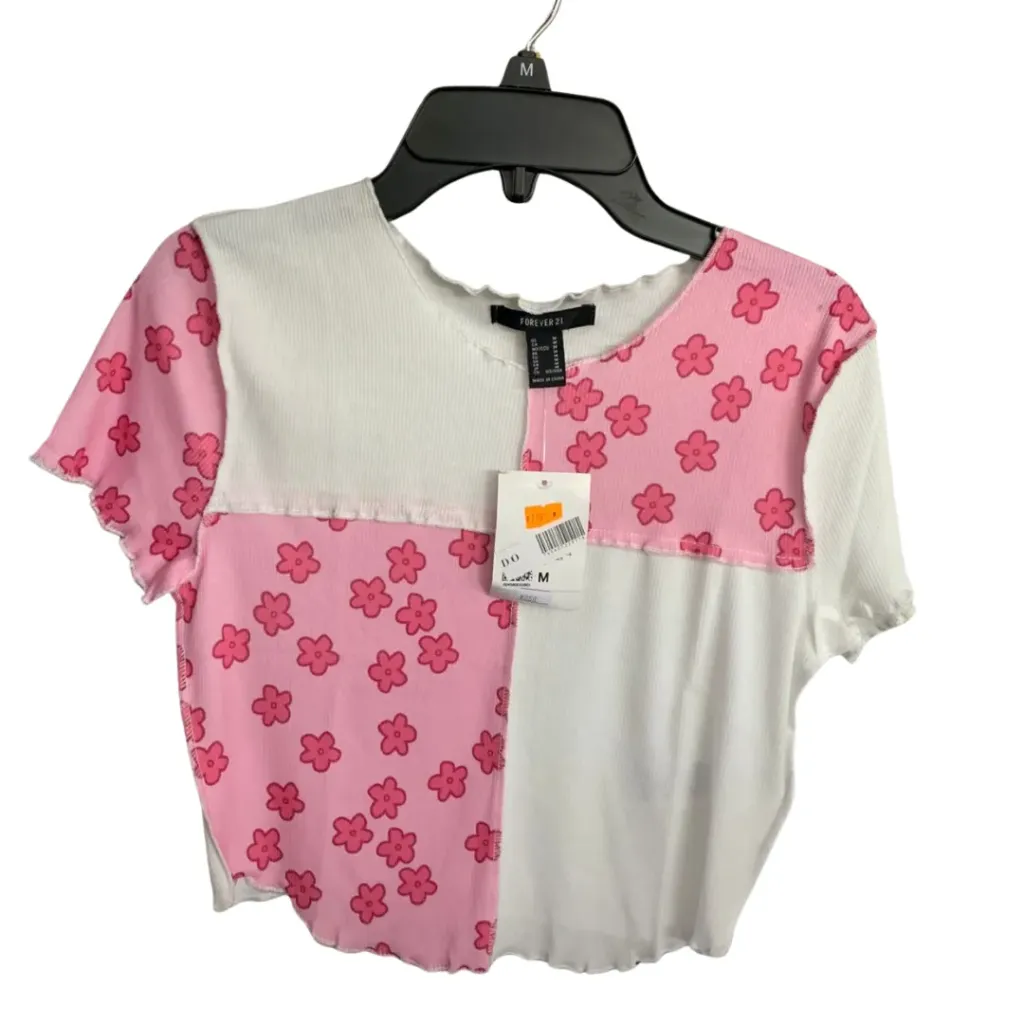 [9116] Playera FOREVER 21 C Rosa- Crema T M