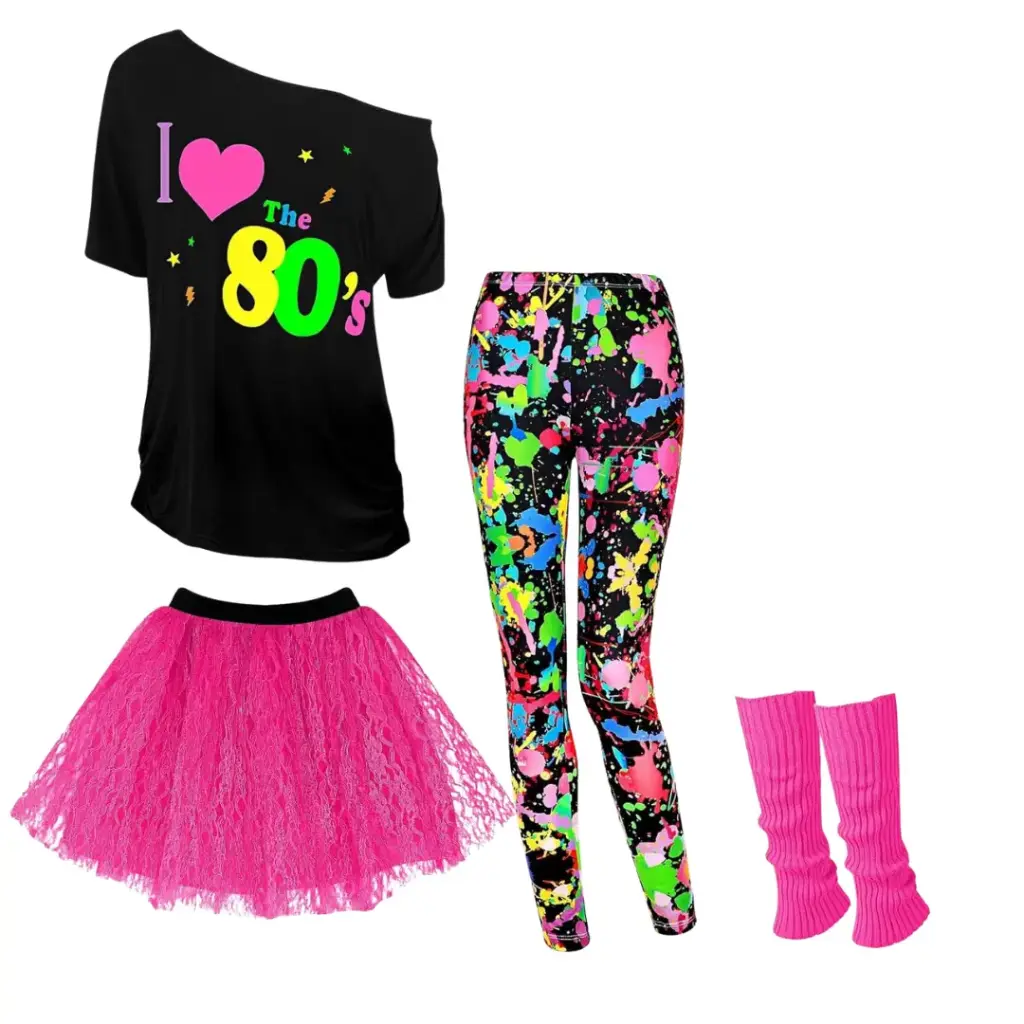 Disfraz 80tero C Negro-Rosa T XL