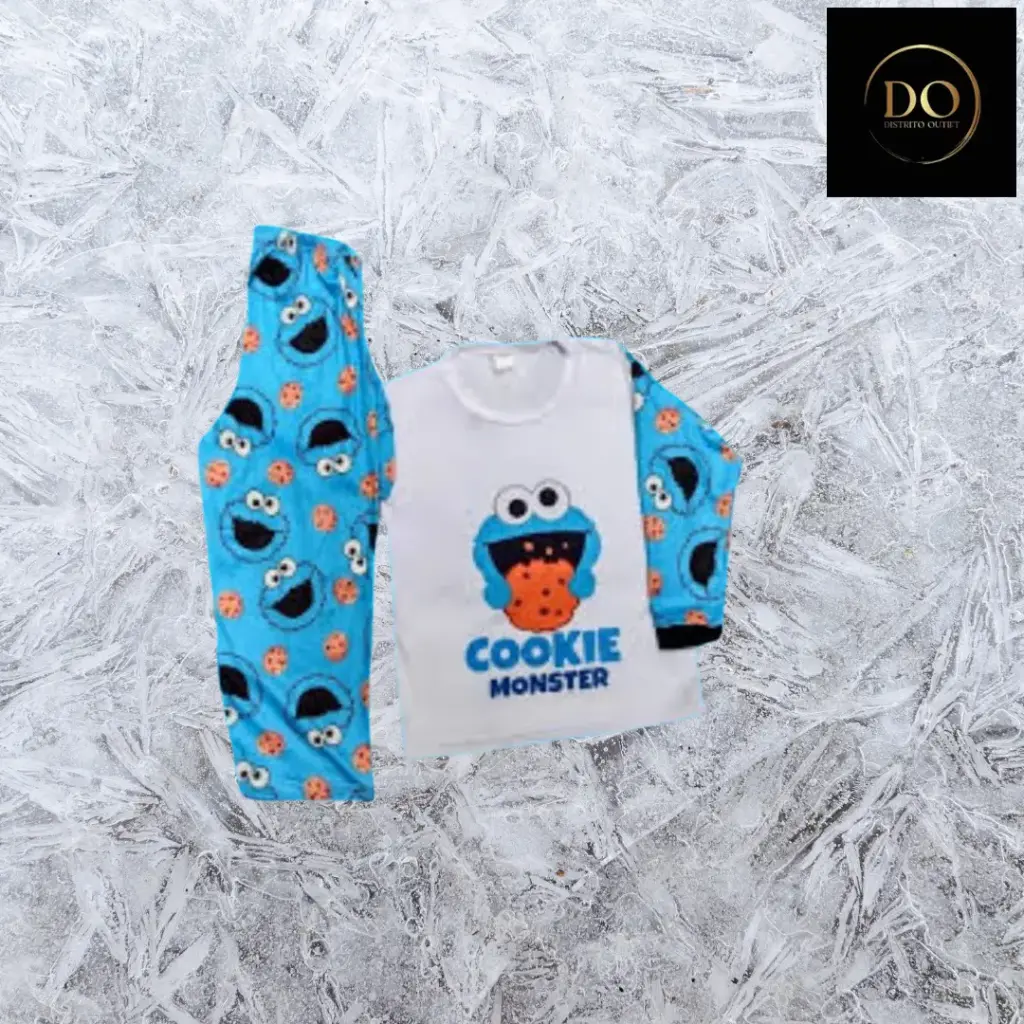 Pijama Plaza Sesamo 4 piezas C Blanco-Azul T 12