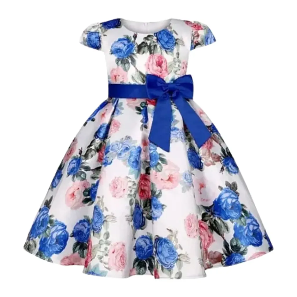 Vestido Bunny Lu Lu C Crema - Azul Rey T 3