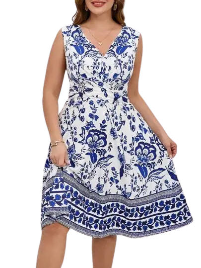 Vestido una manga C Blanco Floral Azul T M