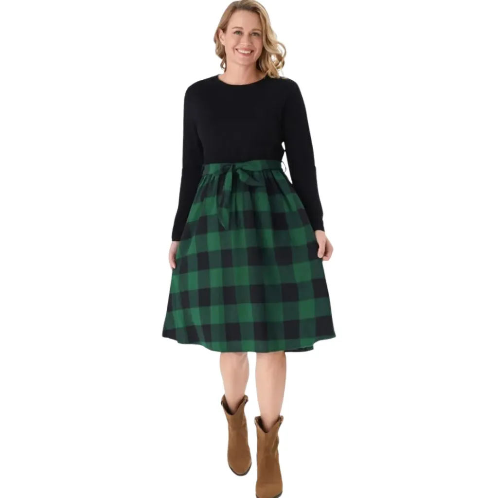 VestidoCuadros Shein  C Verde-Negro T L