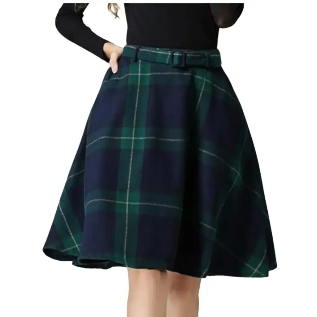 [8204] Falda Cuadros C Verde T M