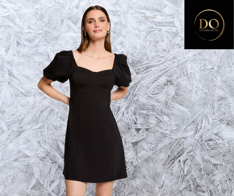 [7075] Vestido de Poliester C Negro T S