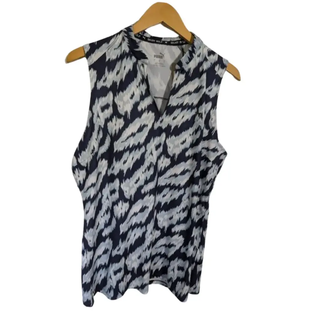 Playera S/Mangas PUMA C Azul marino Rayas blancas T L