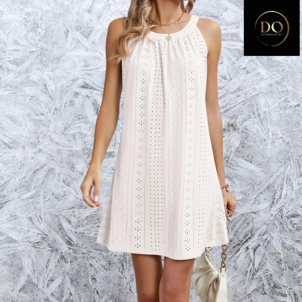 [887369] Vestido bordado  C Blanco T L
