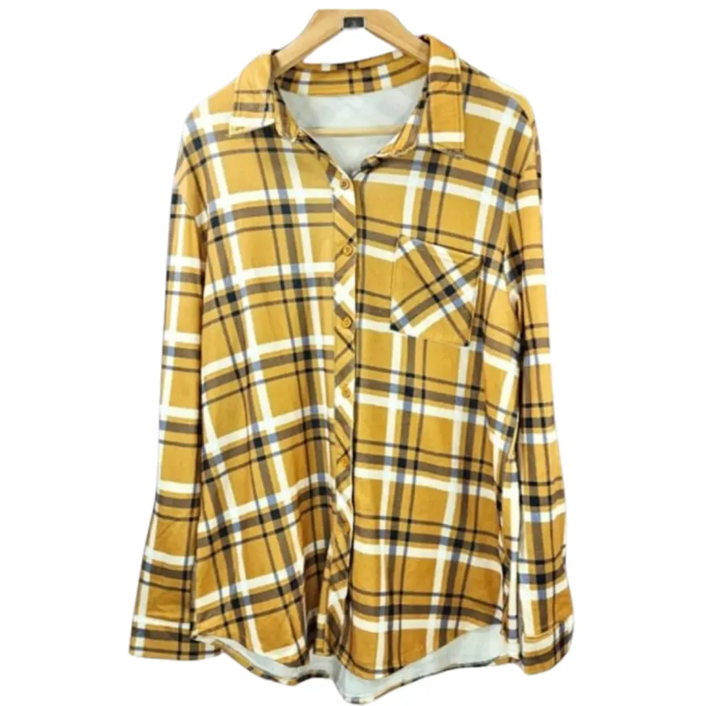 [887386] Camisa de cuadros C Amarillo c/azul  T L