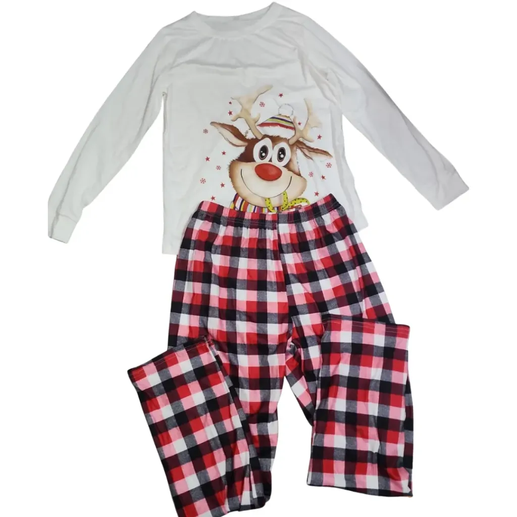 Pijama de Reno C Crema -Cuadros rojos T S