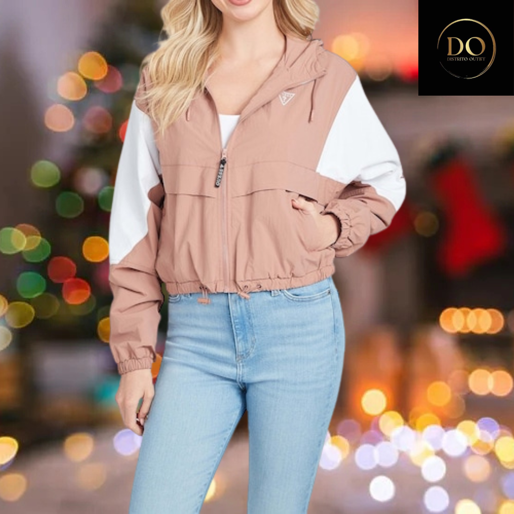 Chamarra Guess Los Angeles Rompe vientos C Palo de rosa con Blanco T M