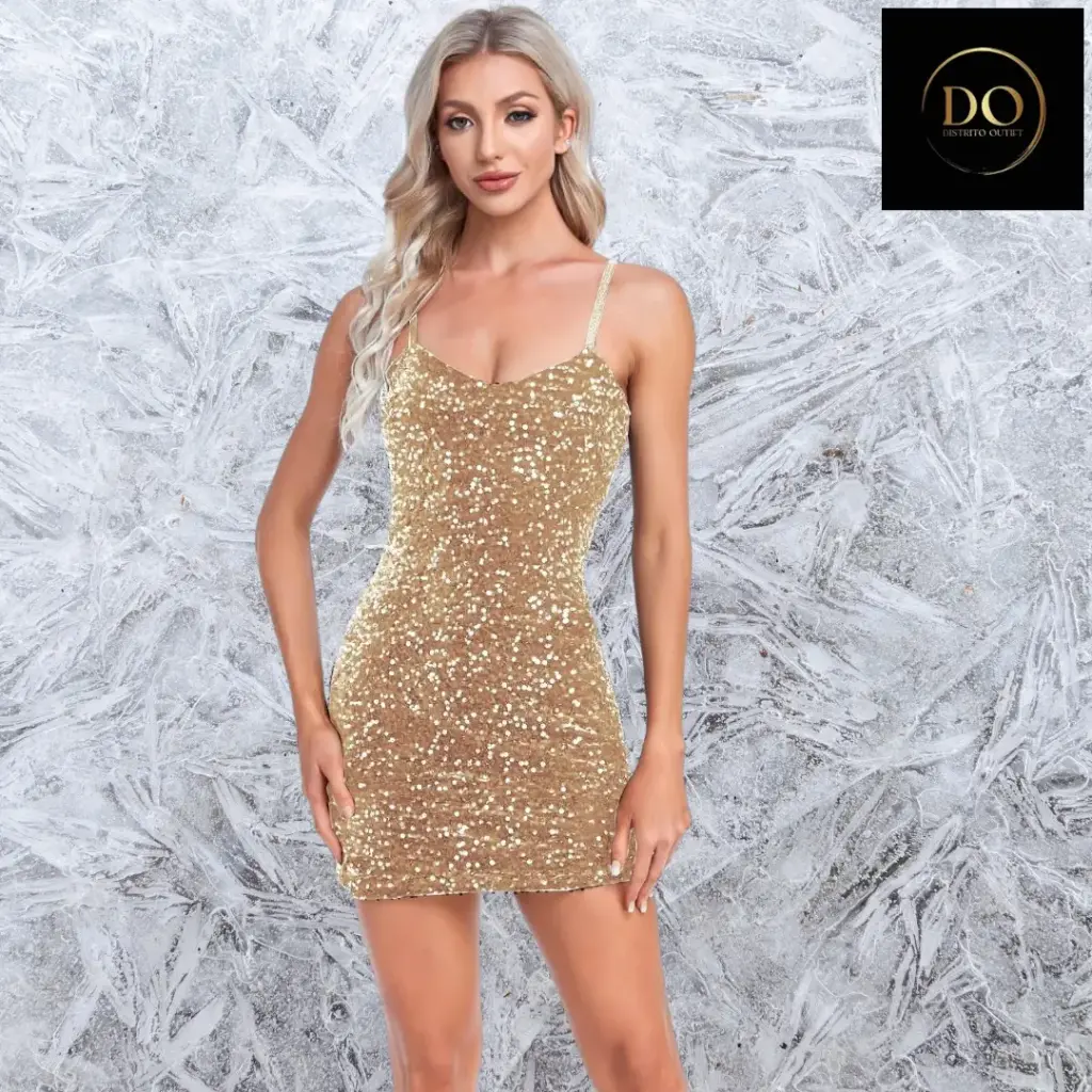Vestido PrettyGuide C Dorado lentejuela T L