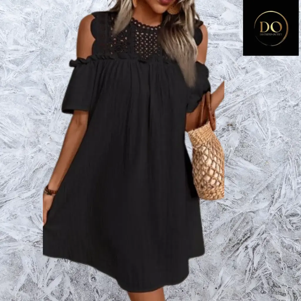 Vestido con encaje  C Negro T M