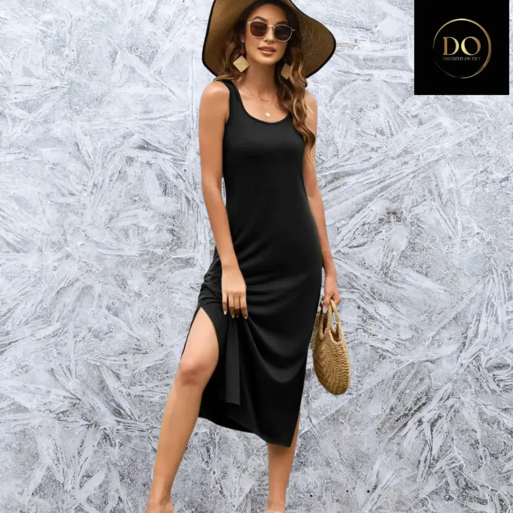 Vestido sin mangas C Negro T XL