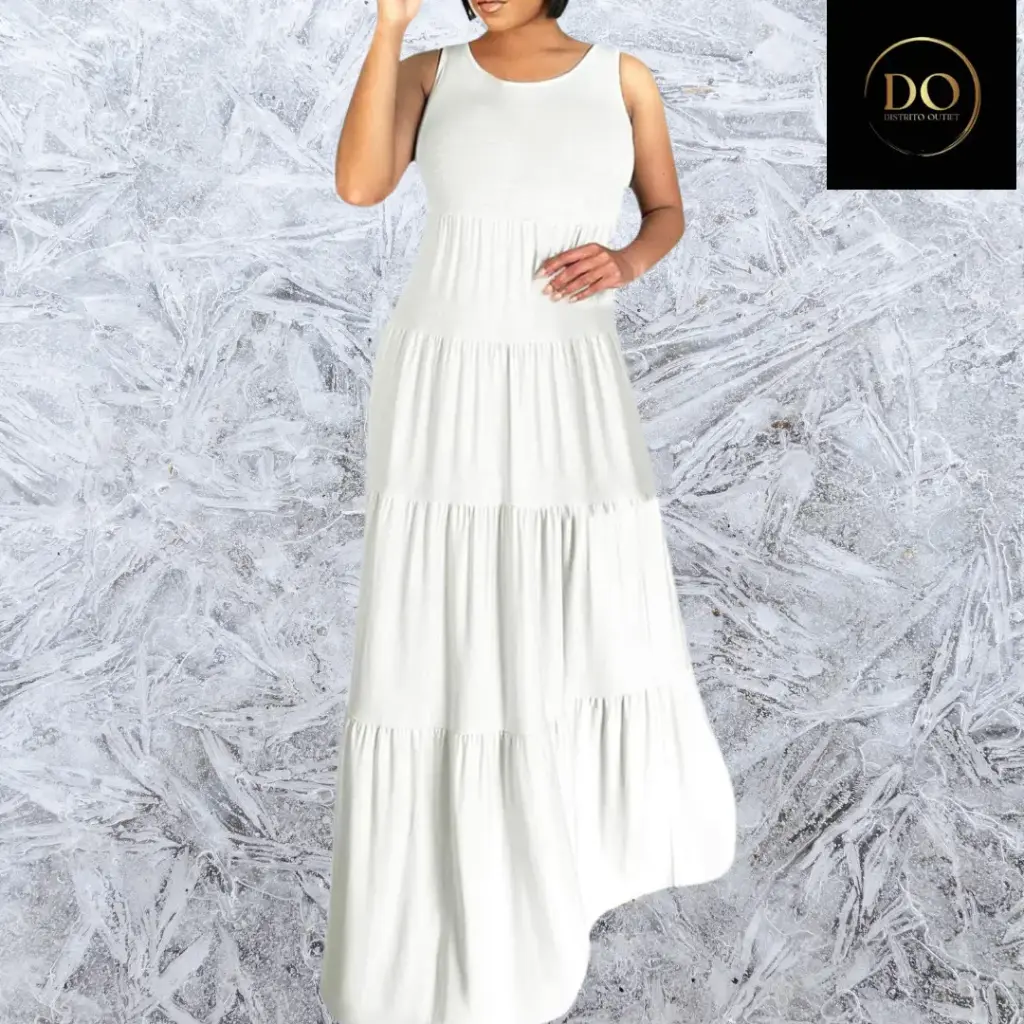 Vestido  largo C Crema T S