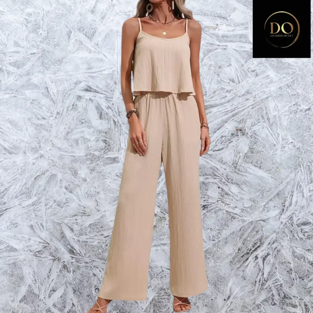 conjunto blusa y pantalon C Beige T L