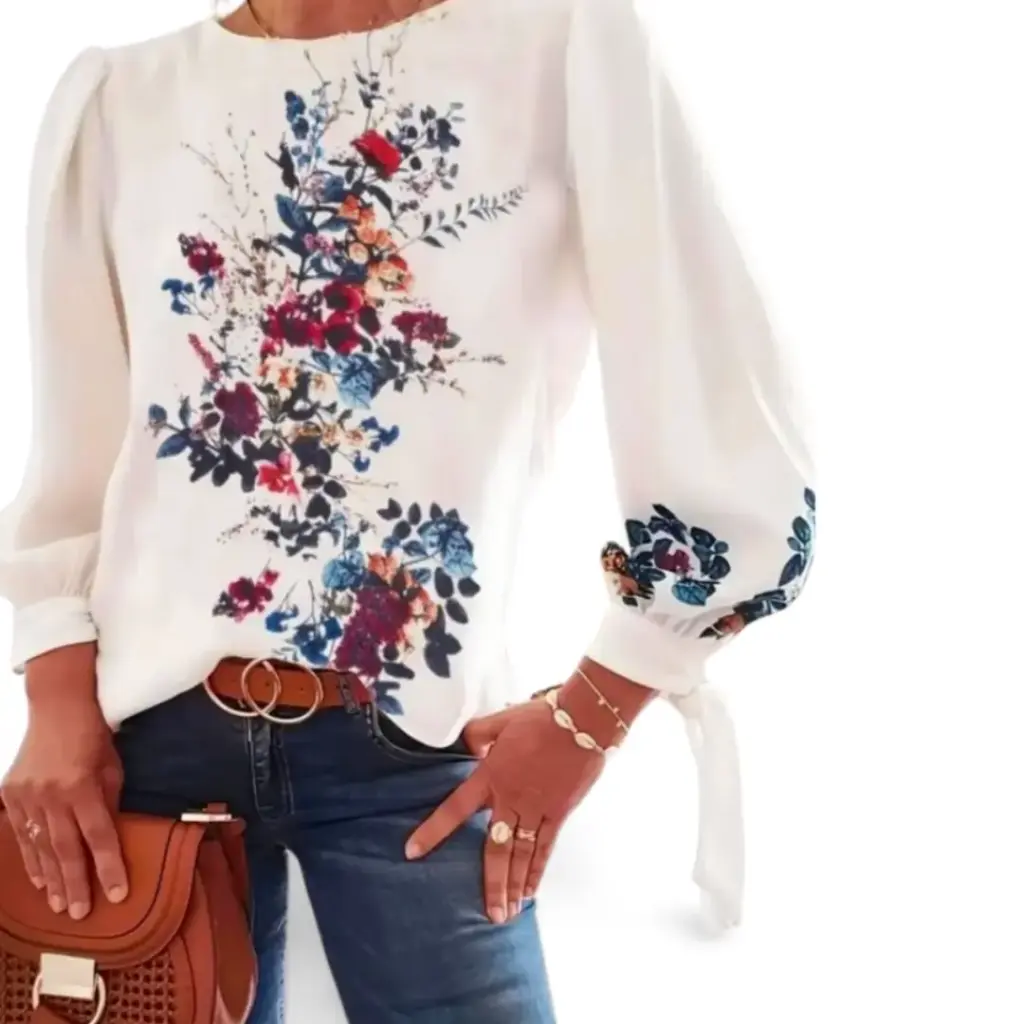 Blusa Manga larga  Shein C Blanco con flores T M