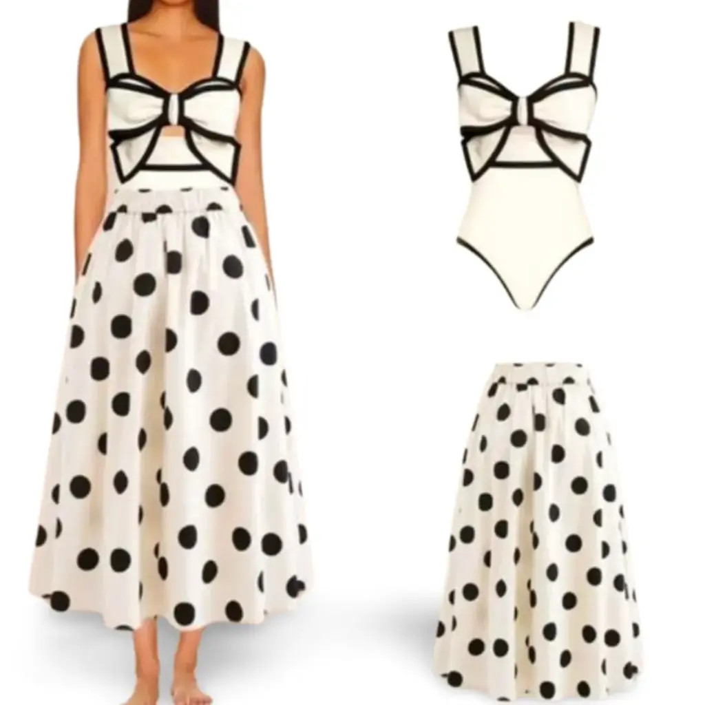 Conjunto panti blusa y falda  C Blanco - negro T M