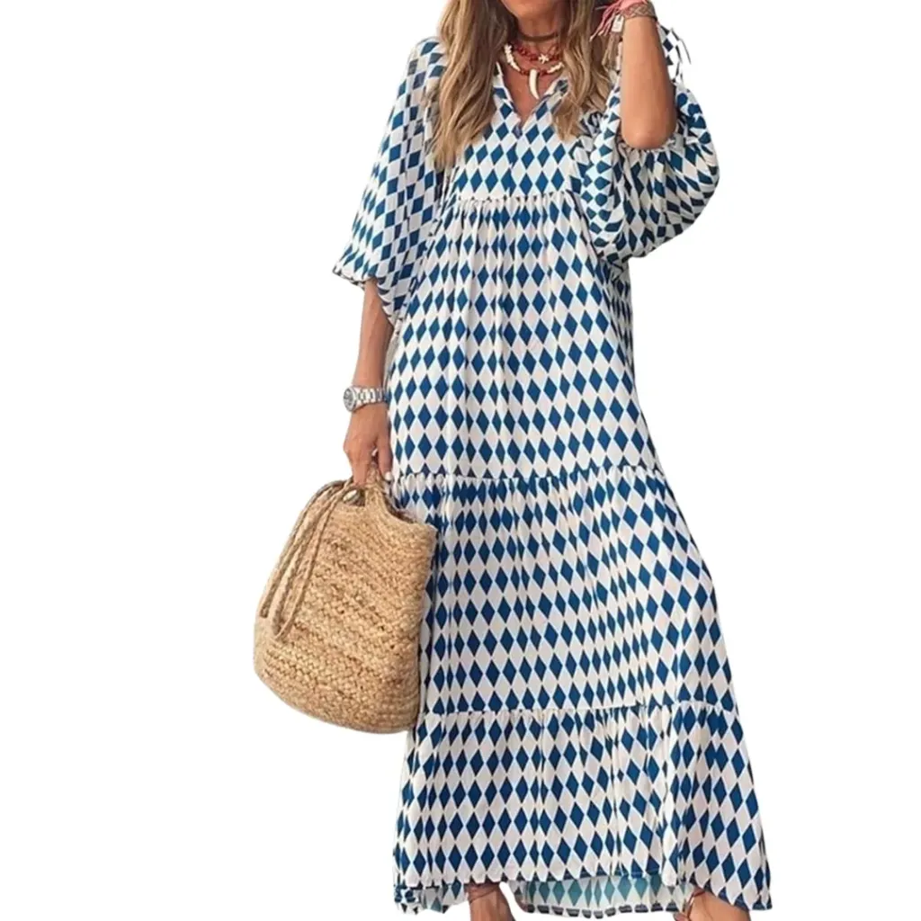Vestido Shein C Azul con Blanco T S