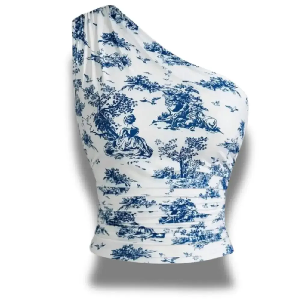 Blusa  Sin manga Shein C Azul- Blanco T M