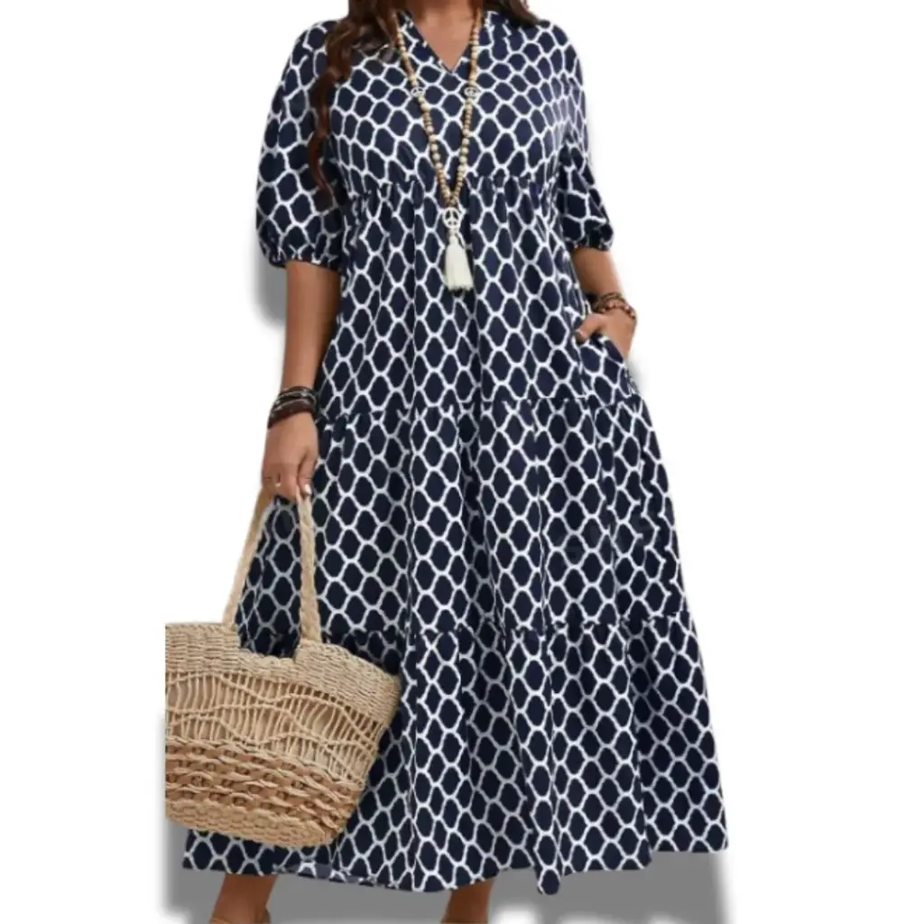 Vestido Emeryrose Azul marino- blanco T 2XL