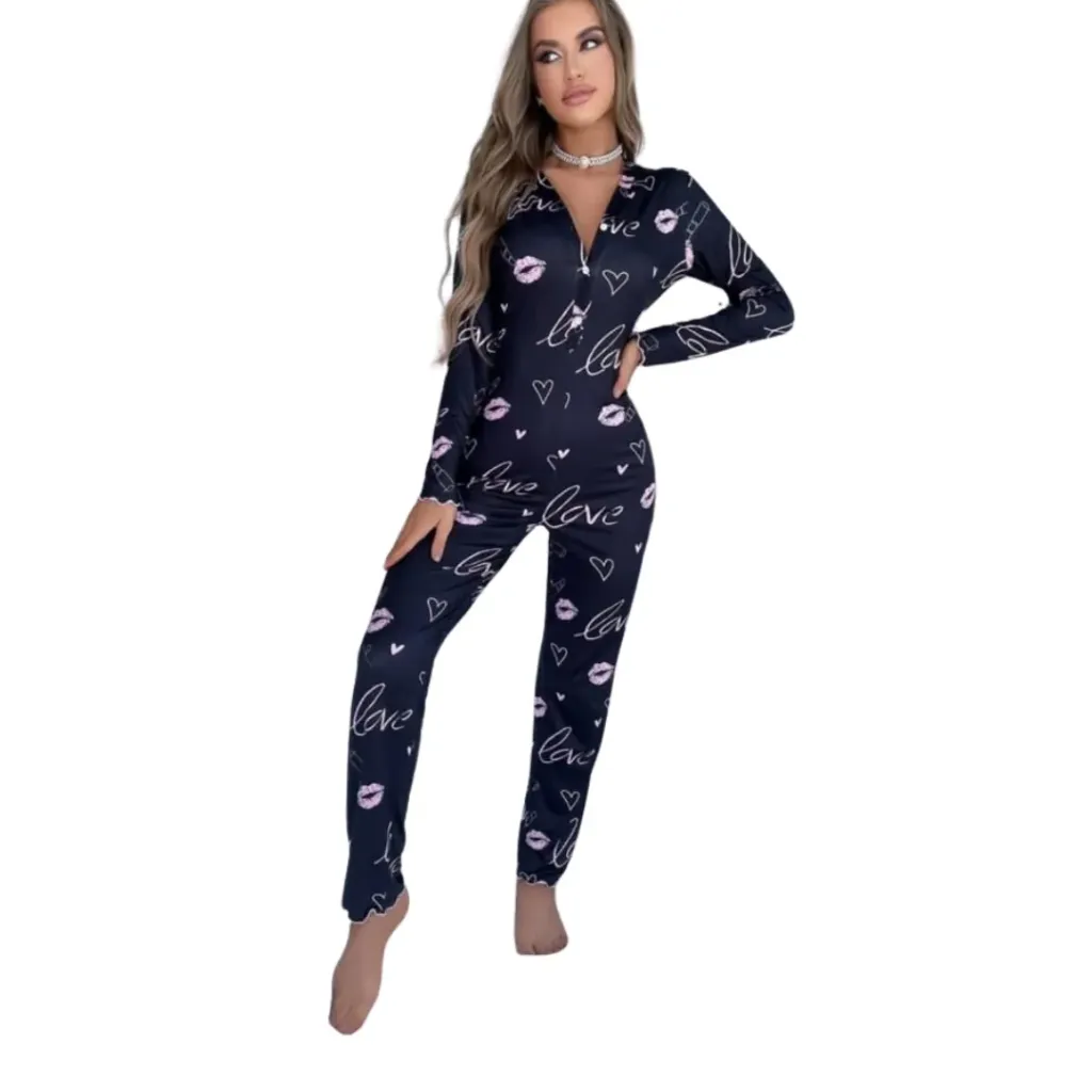 Pijama mameluco  Shein C Negro - rosa T M
