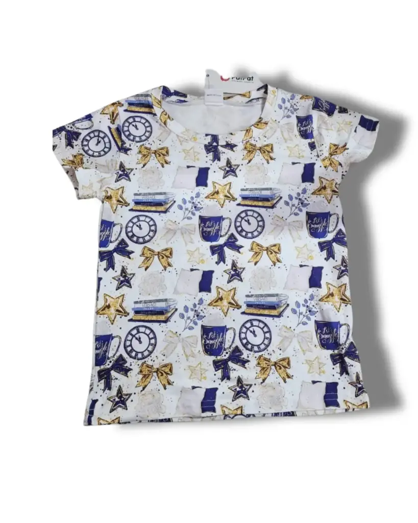 Playera PatPat C Crema - azul marino T 5-6