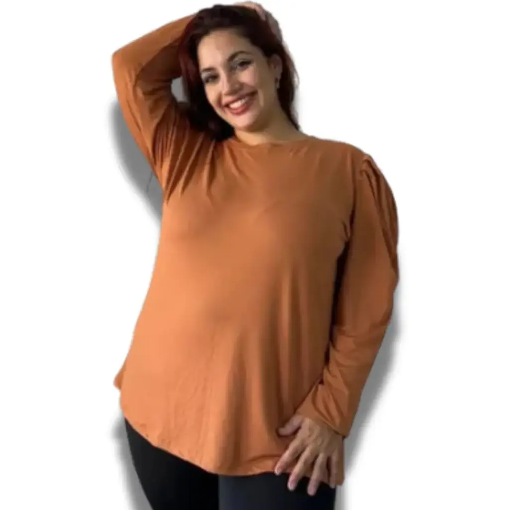 Playera manga larga C Marron T M