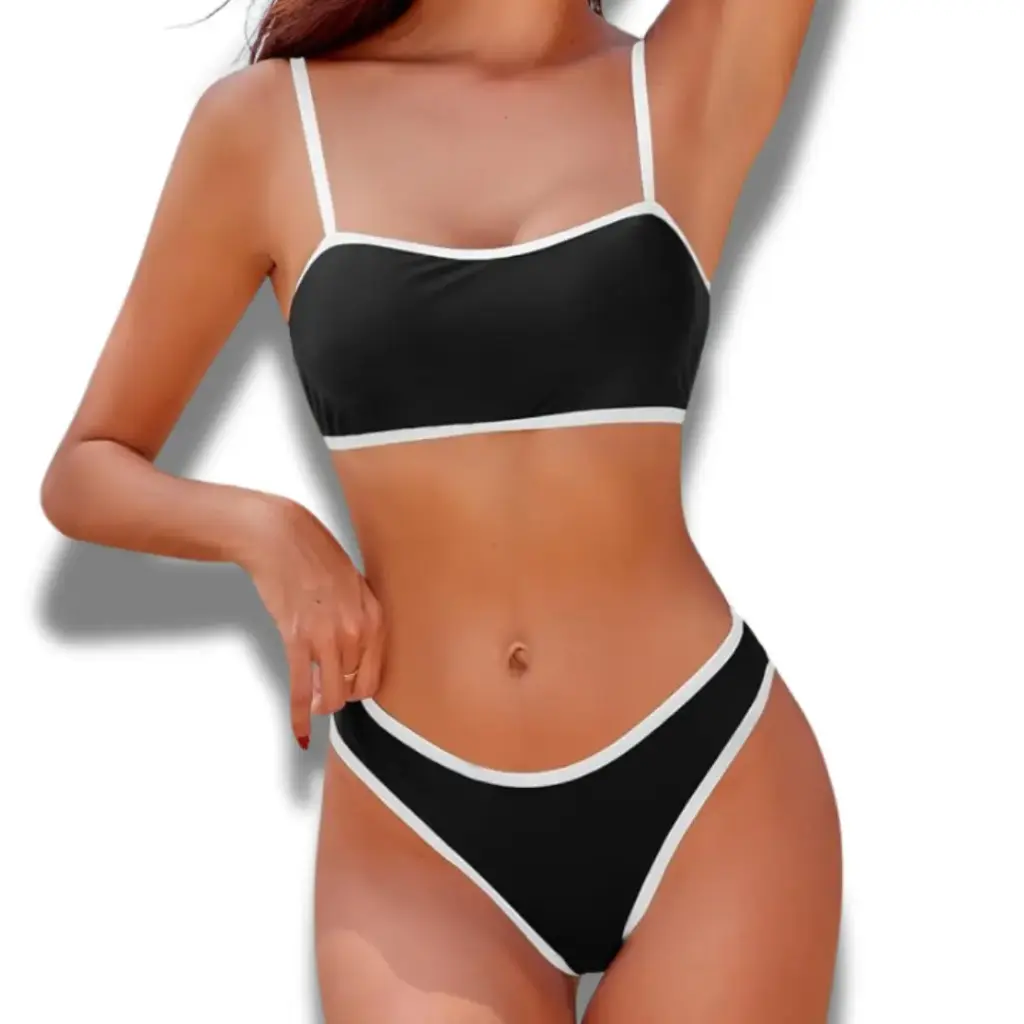 [115136] Traje de baño 2 Piezas C Negro - Blanco T M