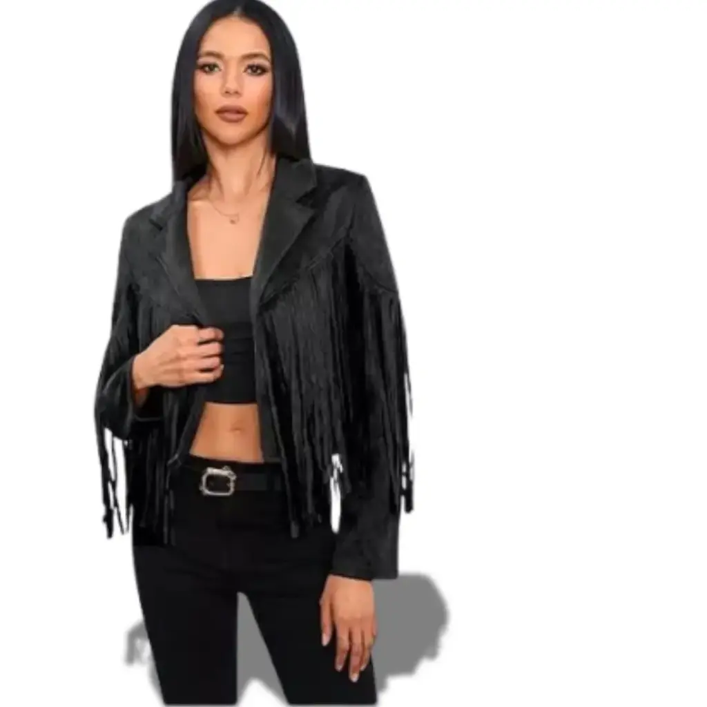 Saco corto con barbitas Shein C Nero T 1XL