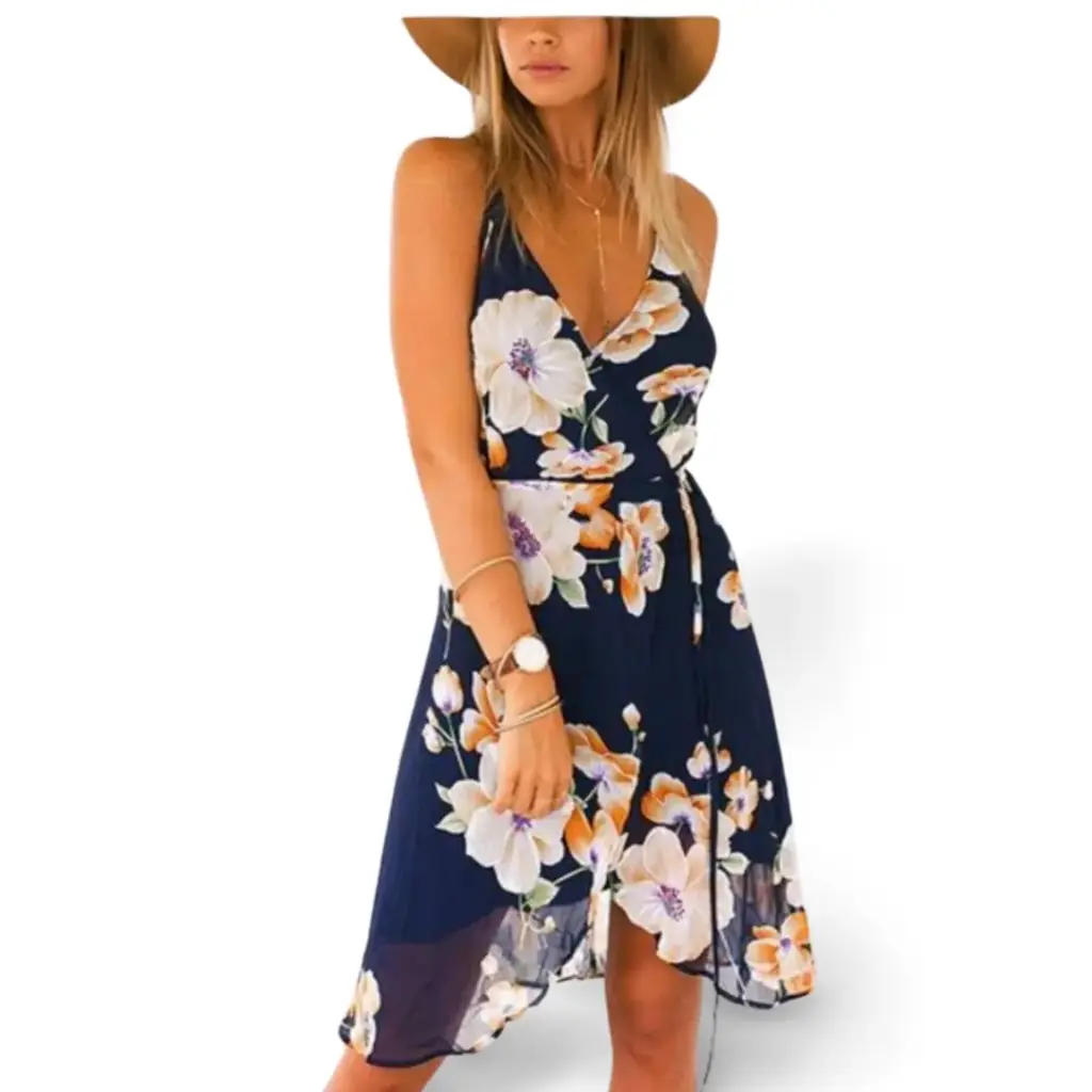 Vestido Moxeay C Azul marino Floral T L