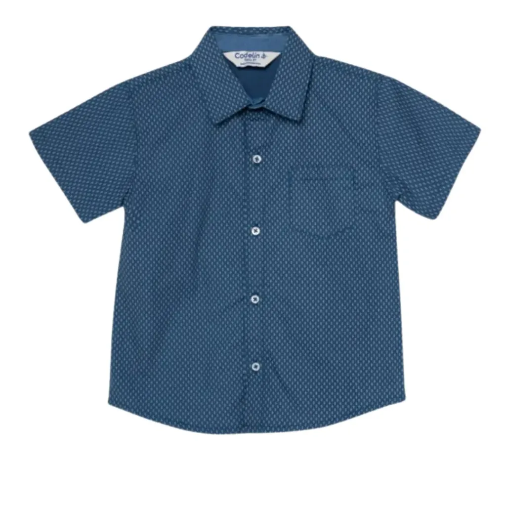 Camisa Cuidado con el perro Kids C Azul esmeralda puntitos T 12