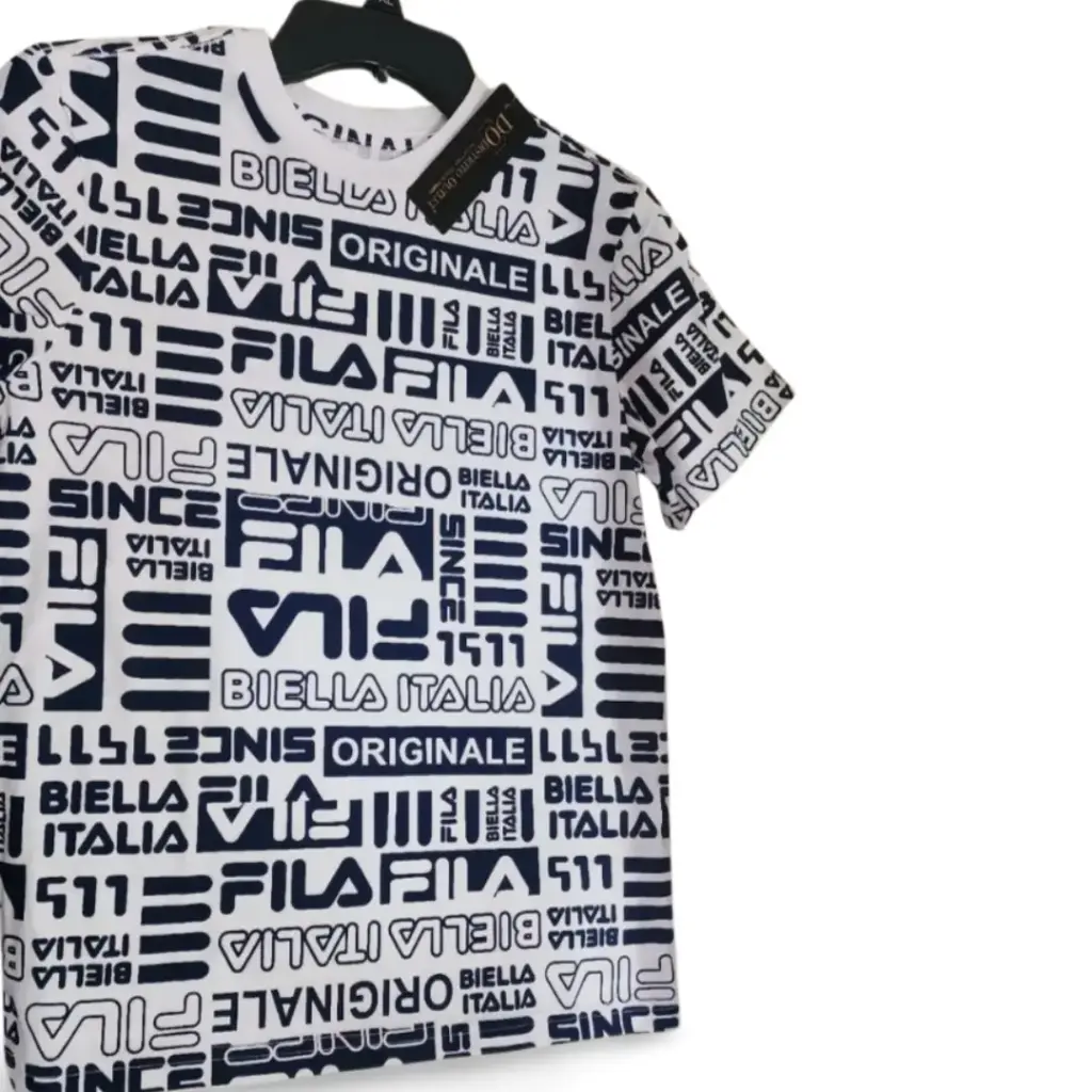 [103129] Playera FILA C Blanco -Azul marino T 10
