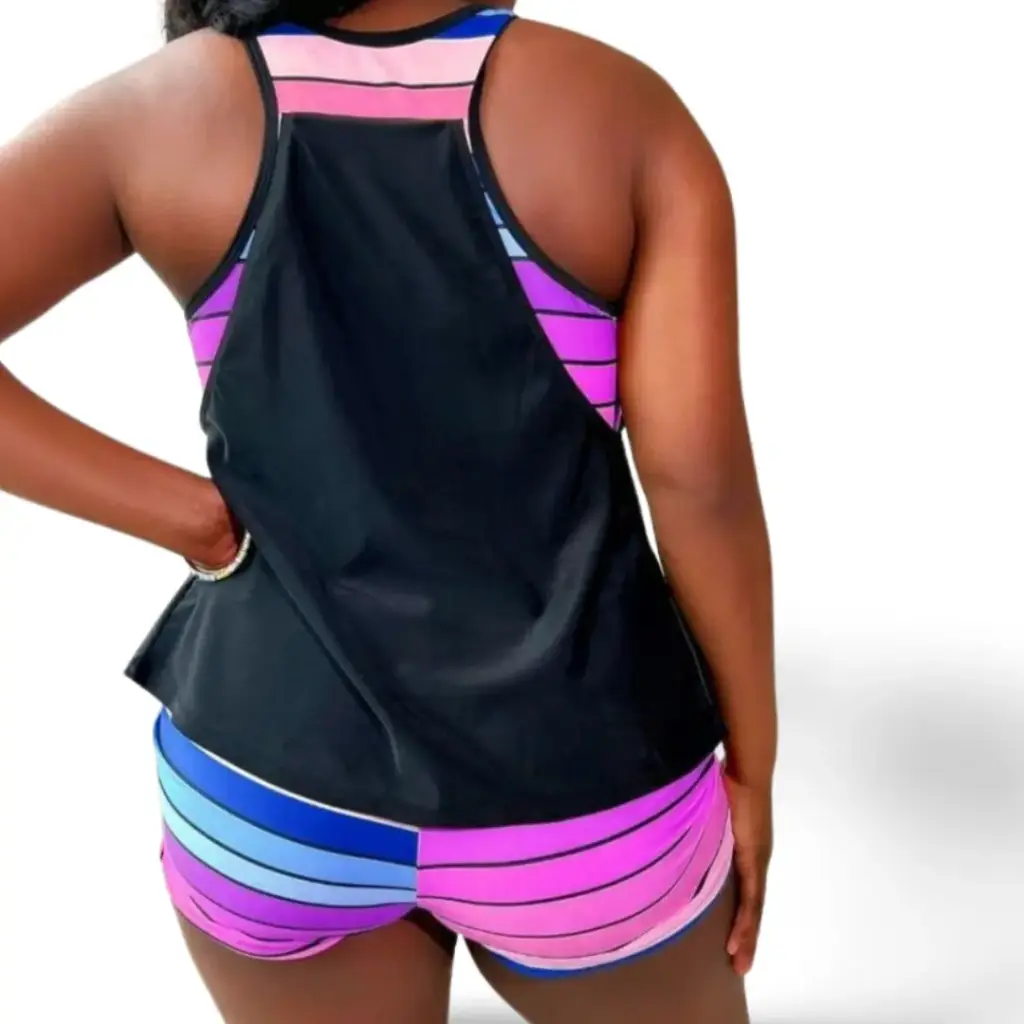 [115171] Traje de baño 2 piezas Shein C Negro -rosa T 2XL