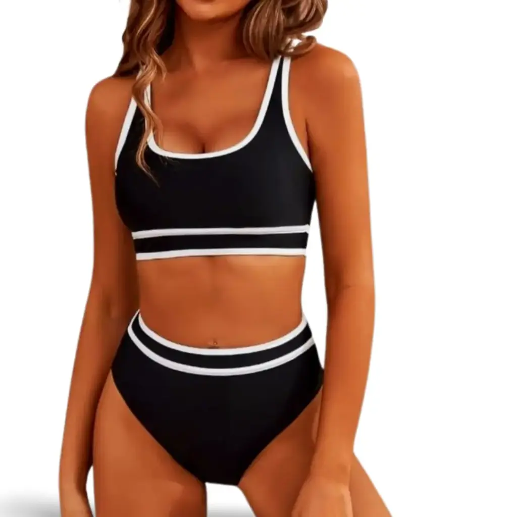 [115172] Traje de baño 2 piezas C Negro-blanco T L