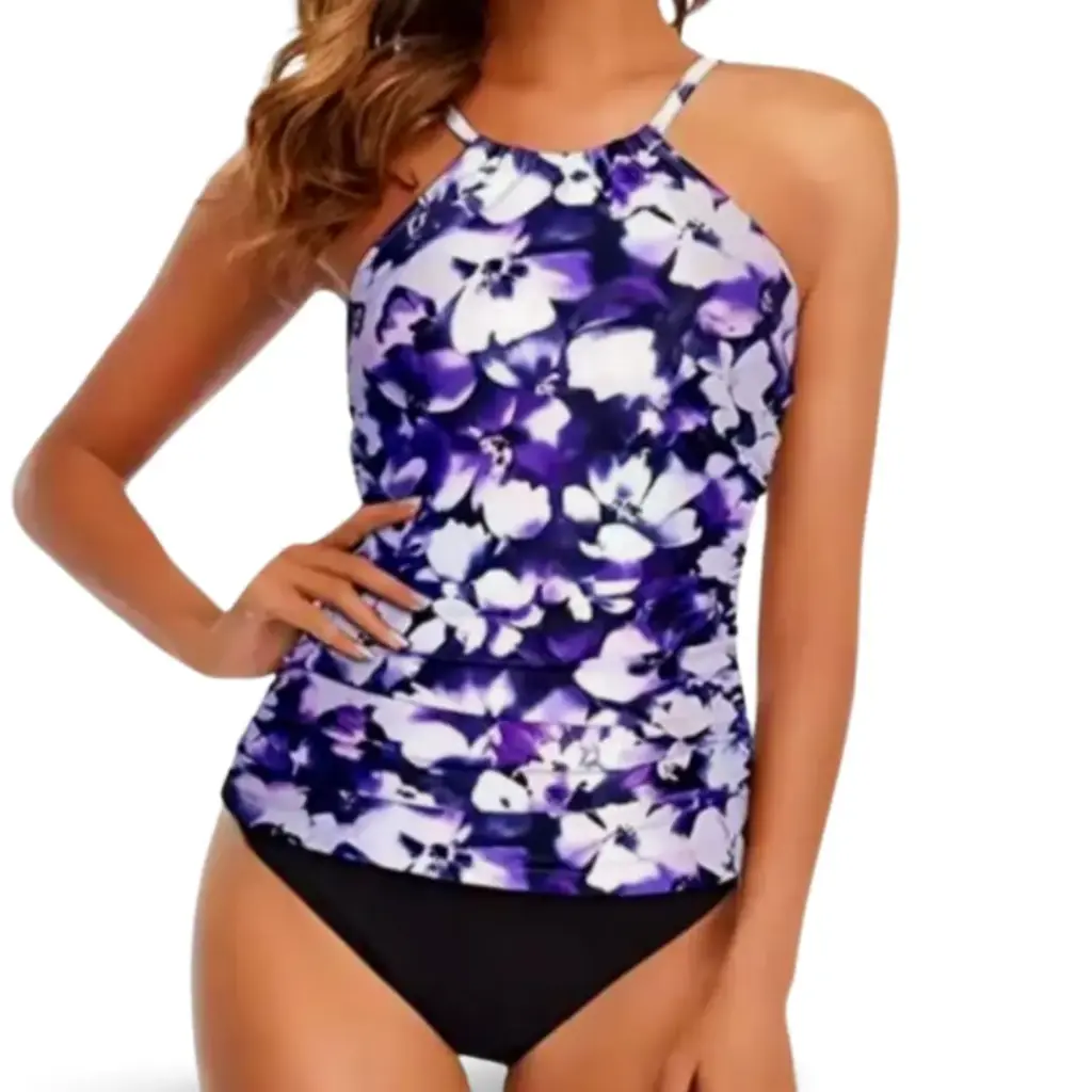 Traje de baño 2 piezas C Morado -  Negro T L