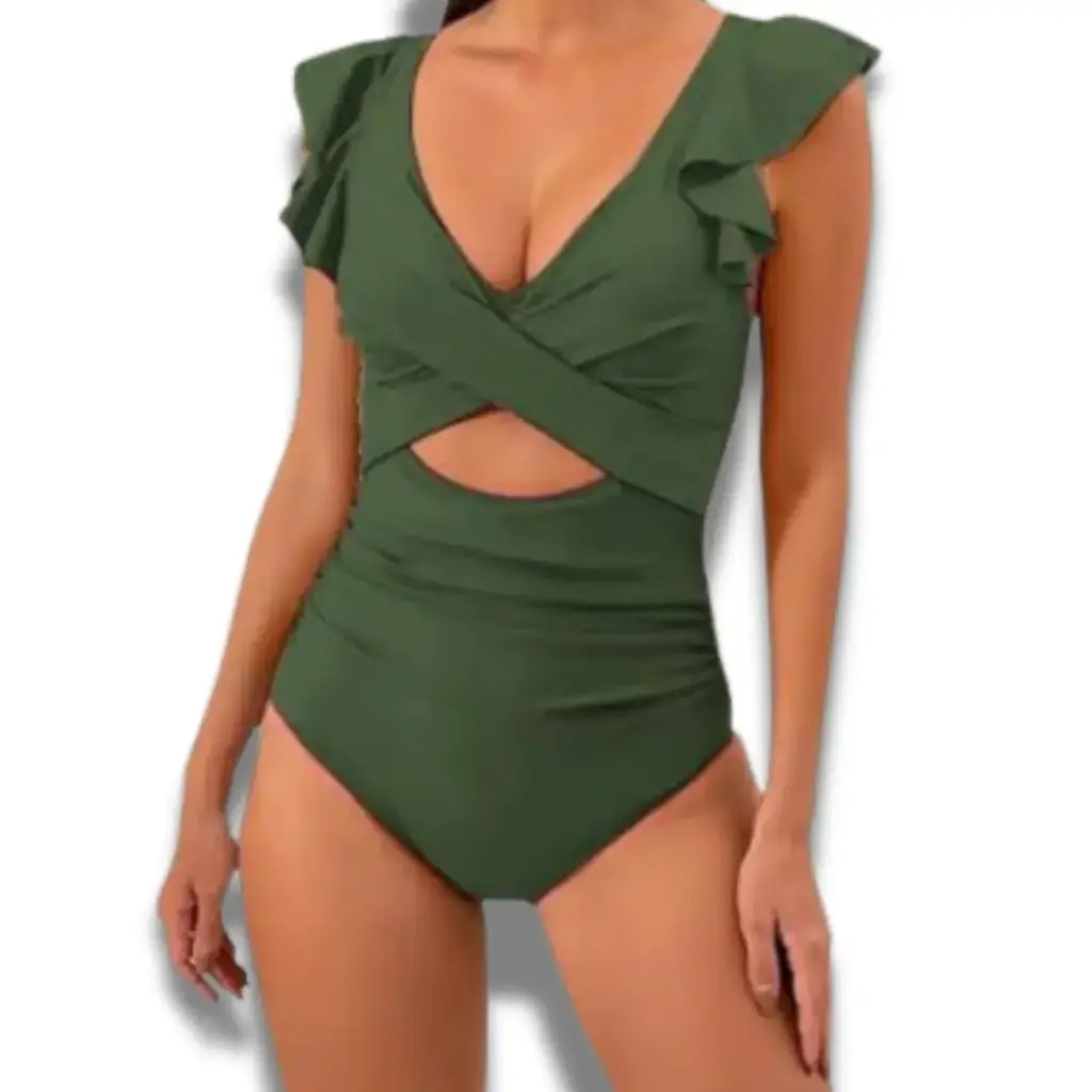 Traje de baño 1 pieza C Verde Militar T L