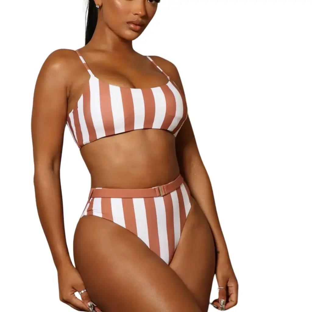 [115280] Traje de baño 2 piezas Fashion Nova C Cafe- Blanco T M