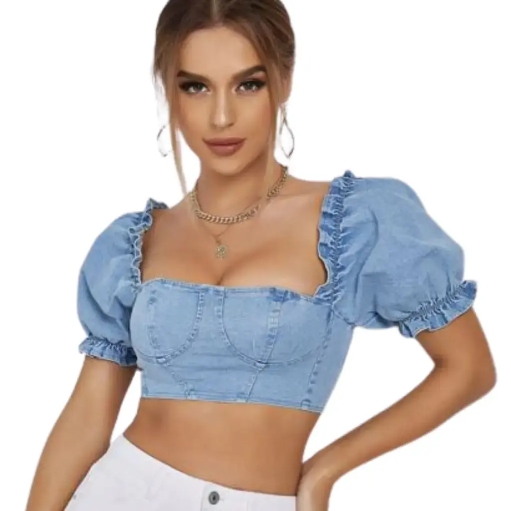 Crop top de mezclilla Fashion Nova C Azul T L