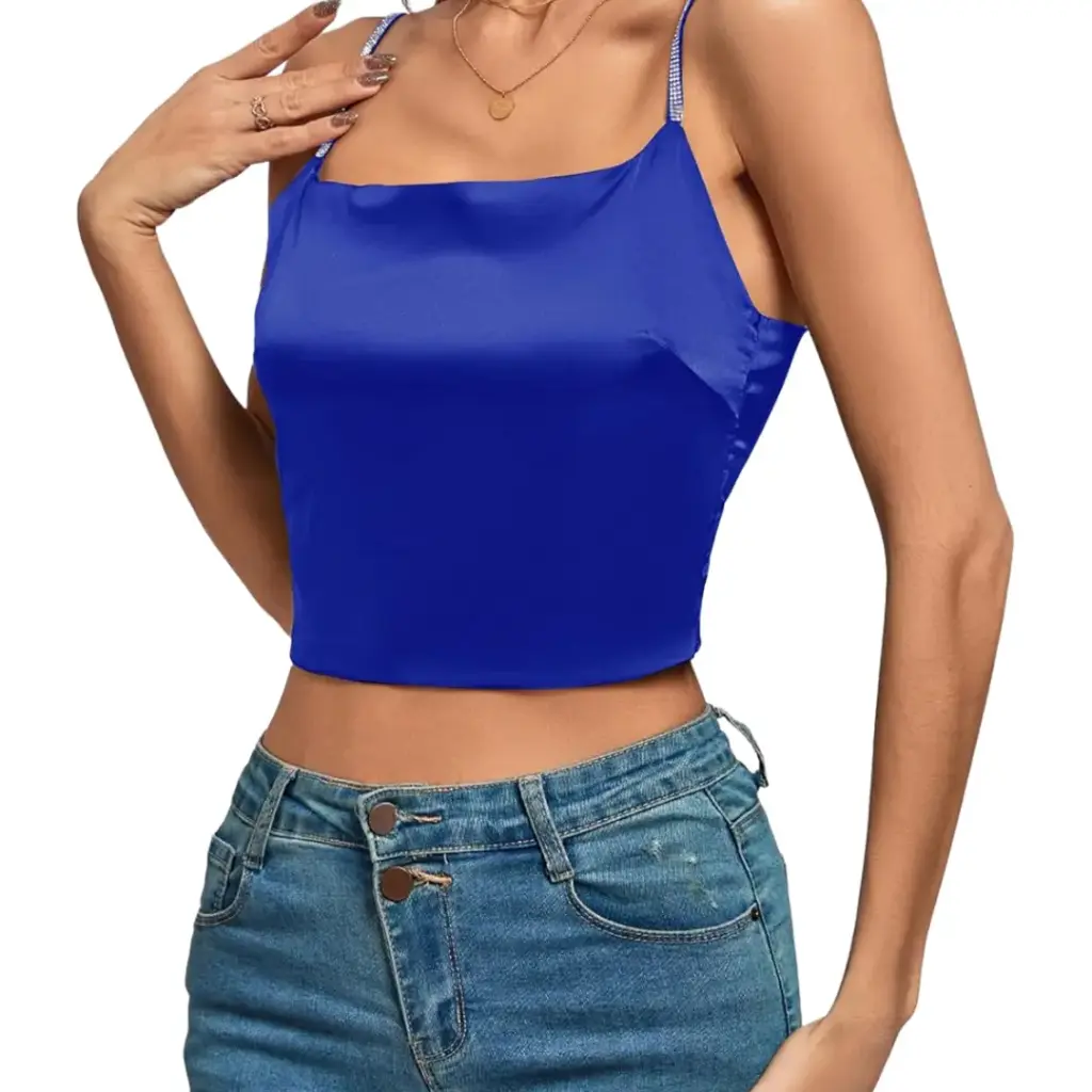 Crop Top Fasion Nova C  Azul Rey T M