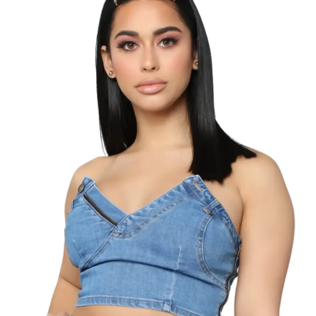 Crop Top de mezclilla Fashion Nova C  Azul T L
