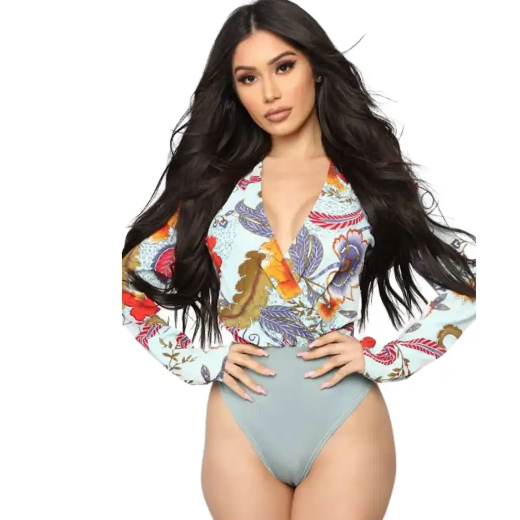 Panti Blusa Fashion Nova C Azul Flores T 1XL