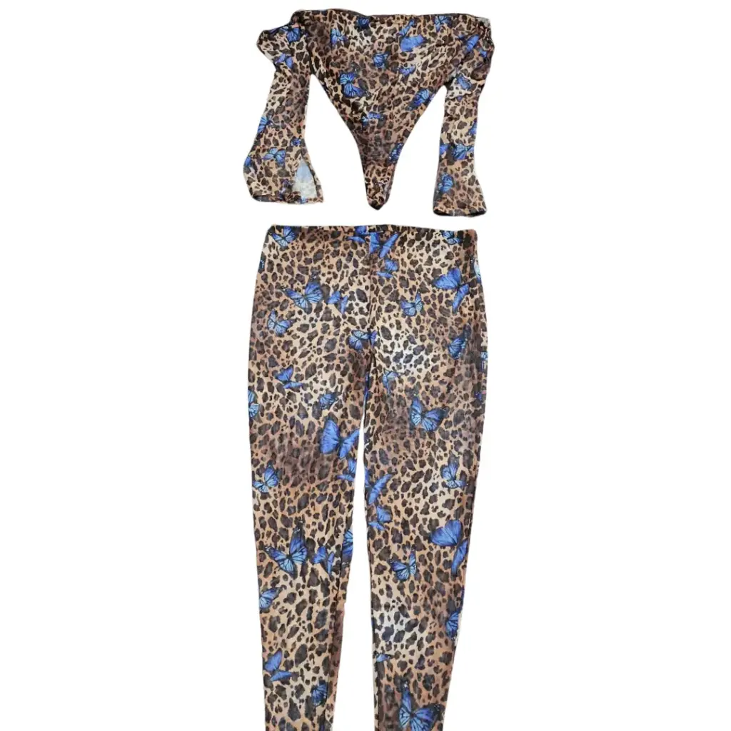 [115285] Conjunto Salida  de playa Fashion Nova C Leopardo - Mariposas T 3X