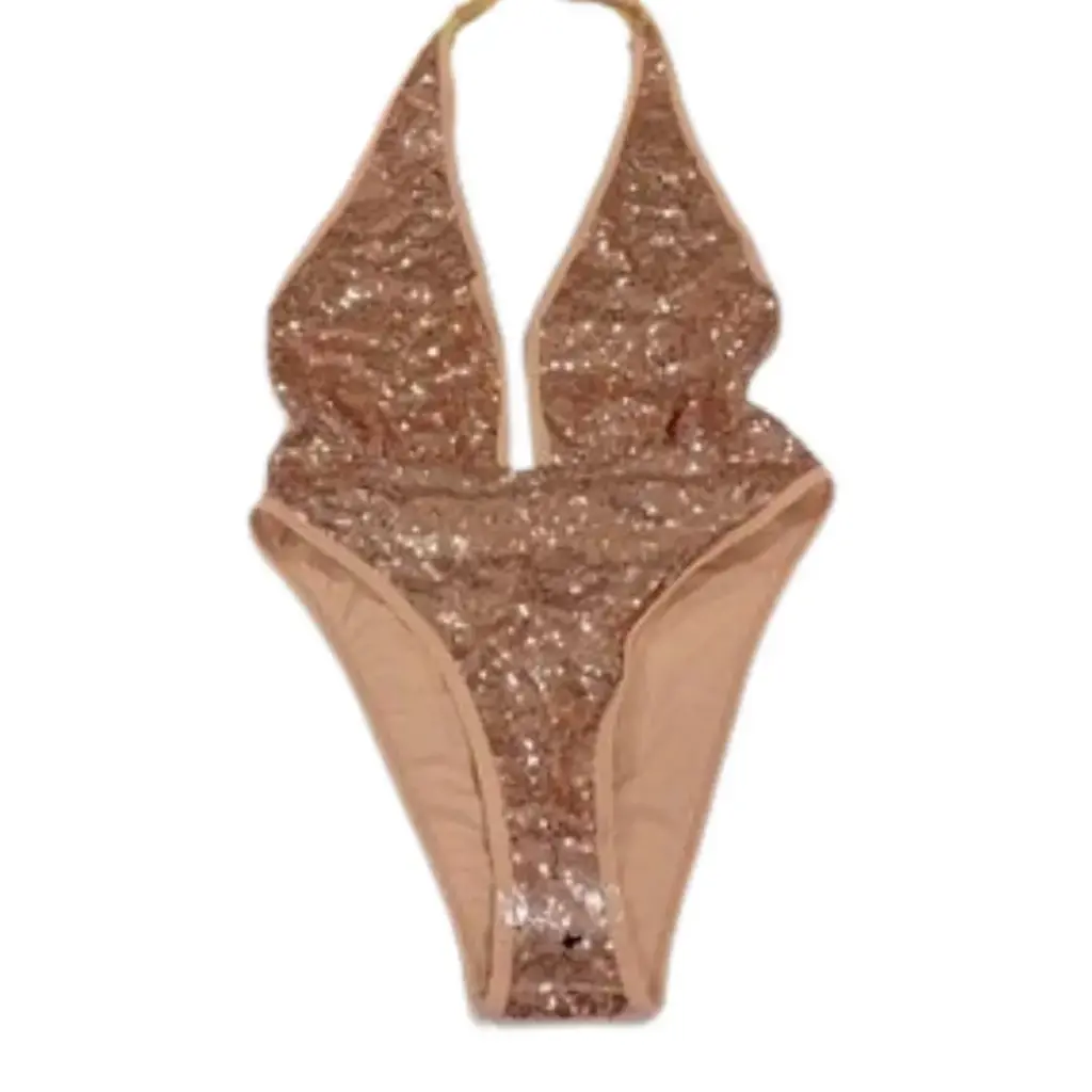 [115307] Traje de baño 1 pieza Fashion Nova C  Beige - Lentejuelas T L