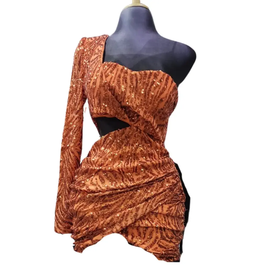 [113146] Vestido Fashion Nova C naranja lentejuelas T L